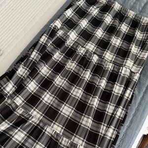 Black and White Plaid Tiered Maxi Skirt
